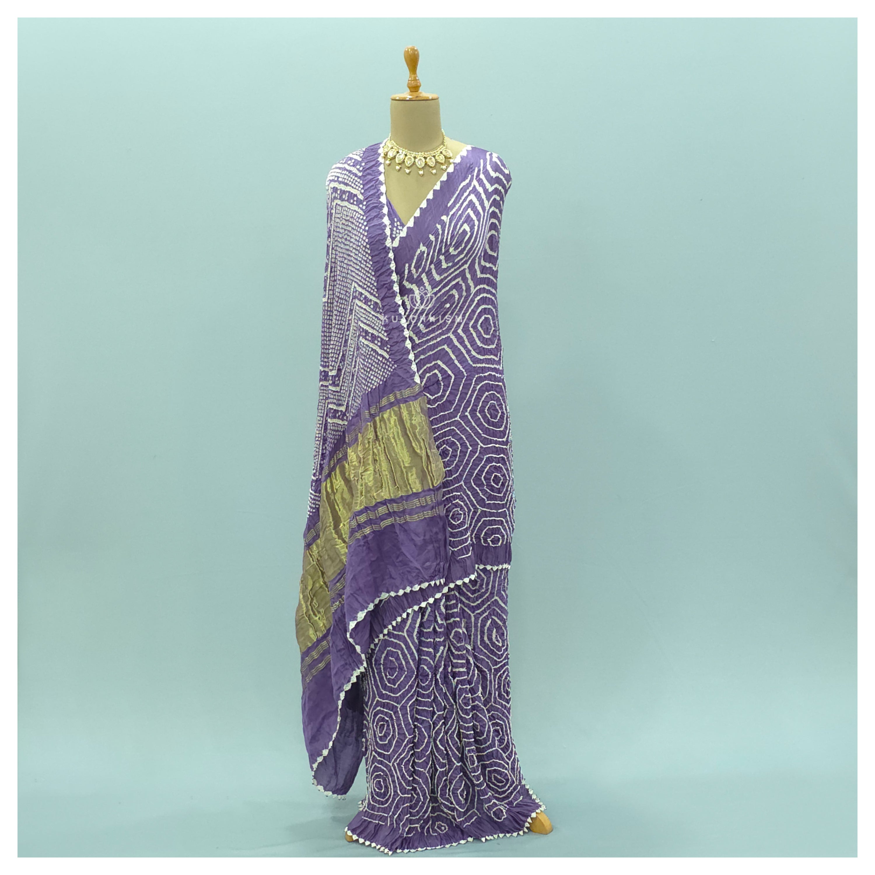 lilac bandhani saree