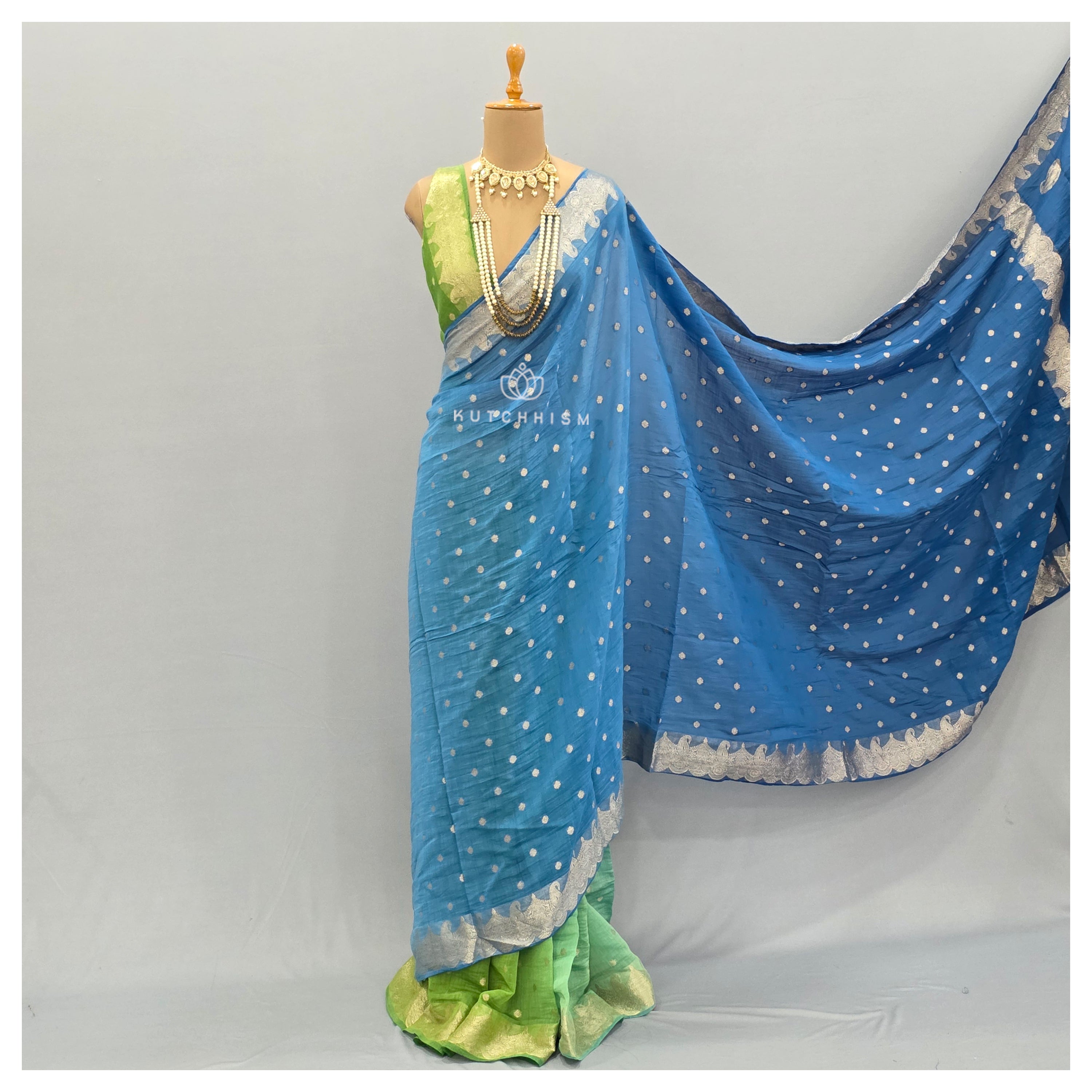 Blue Green Shaded Saree