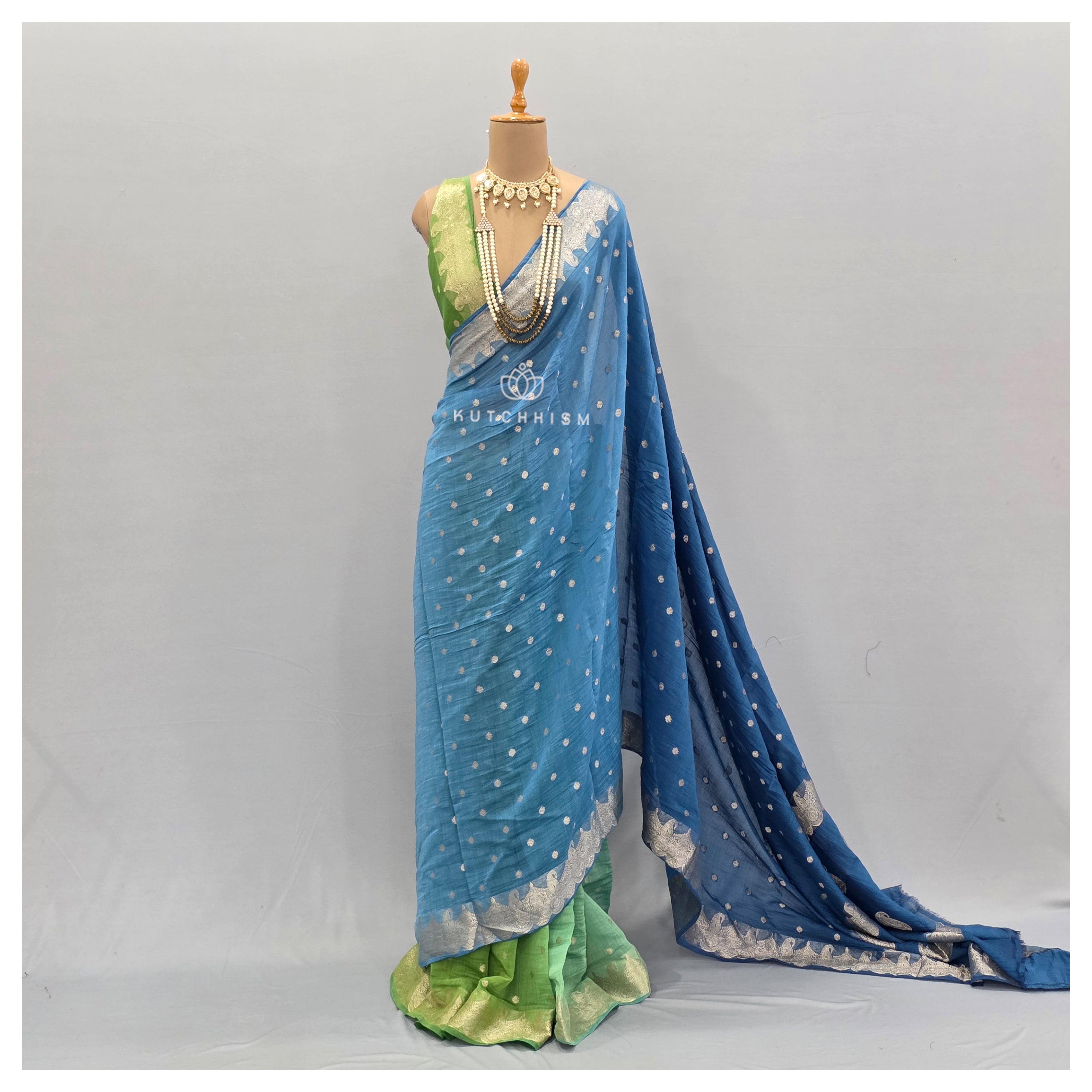 Blue Green Shaded Saree