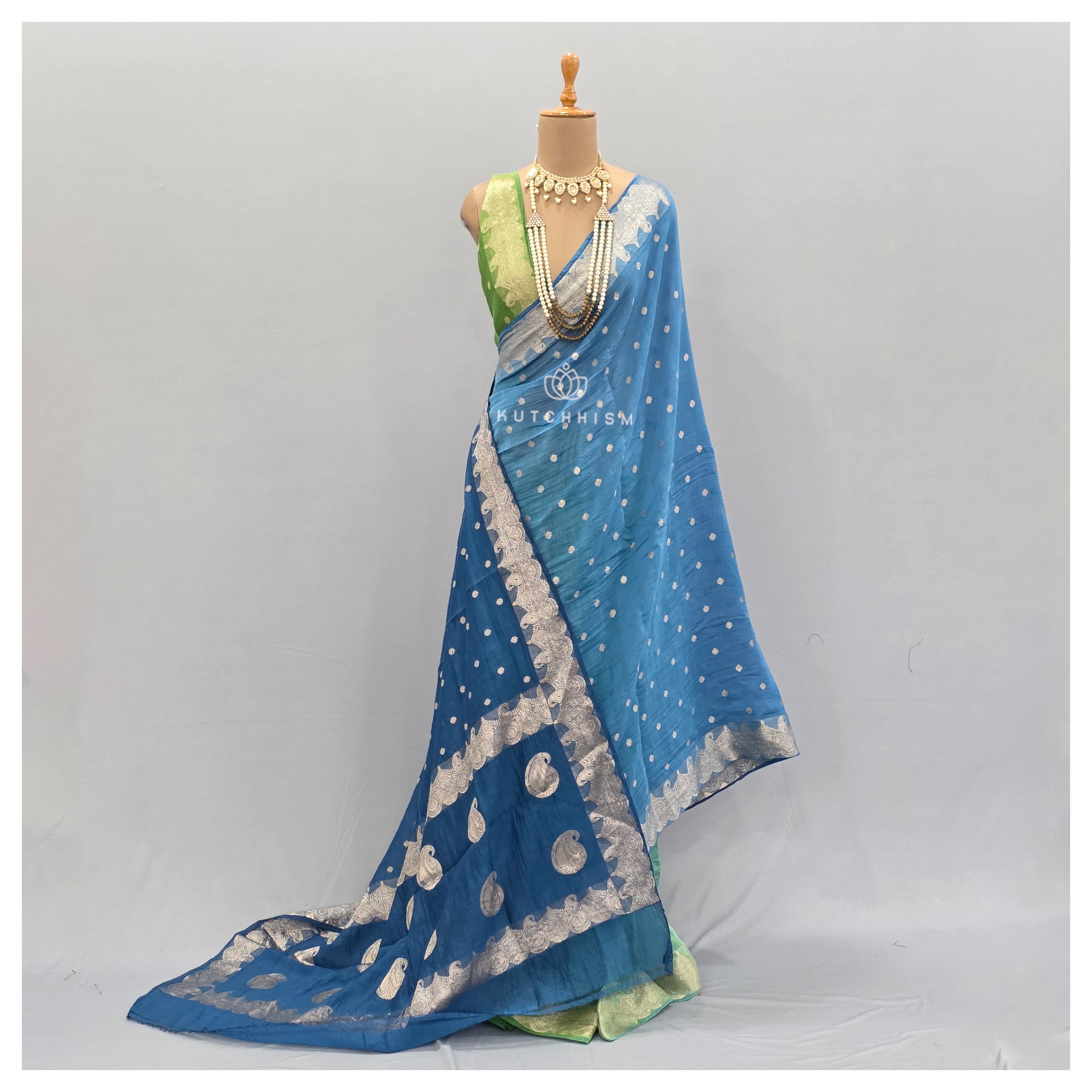 Blue Green Shaded Saree