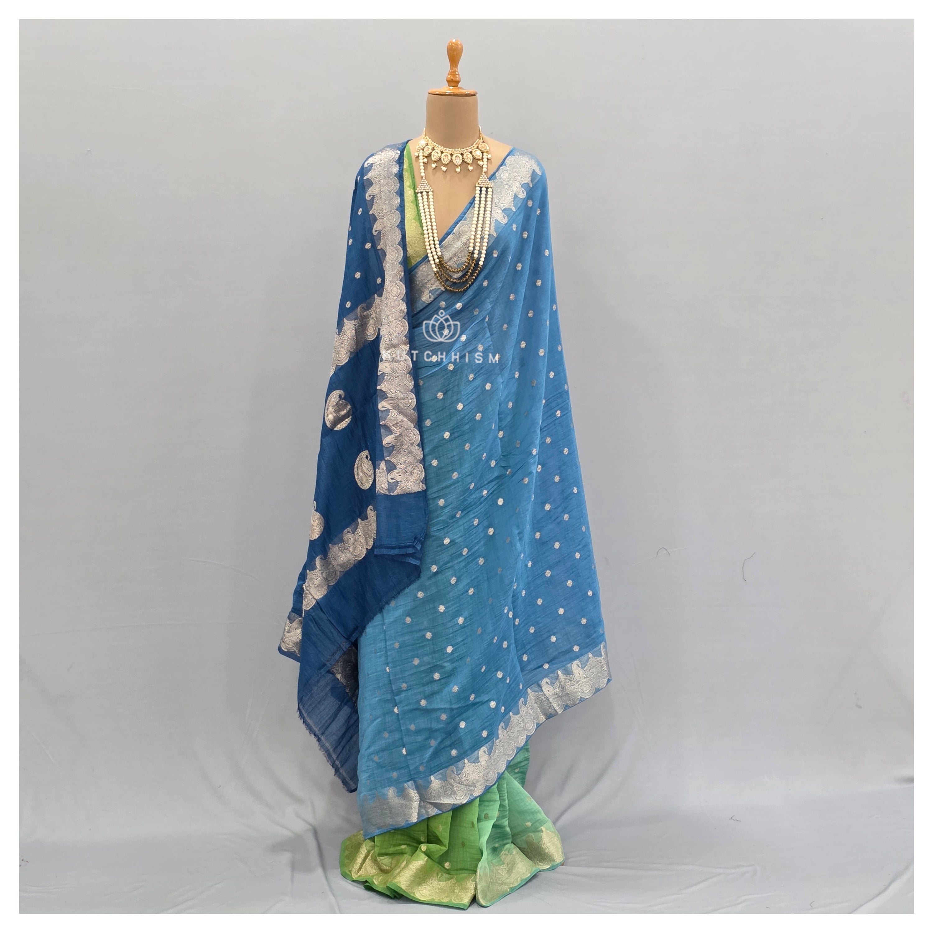 Blue Green Shaded Saree