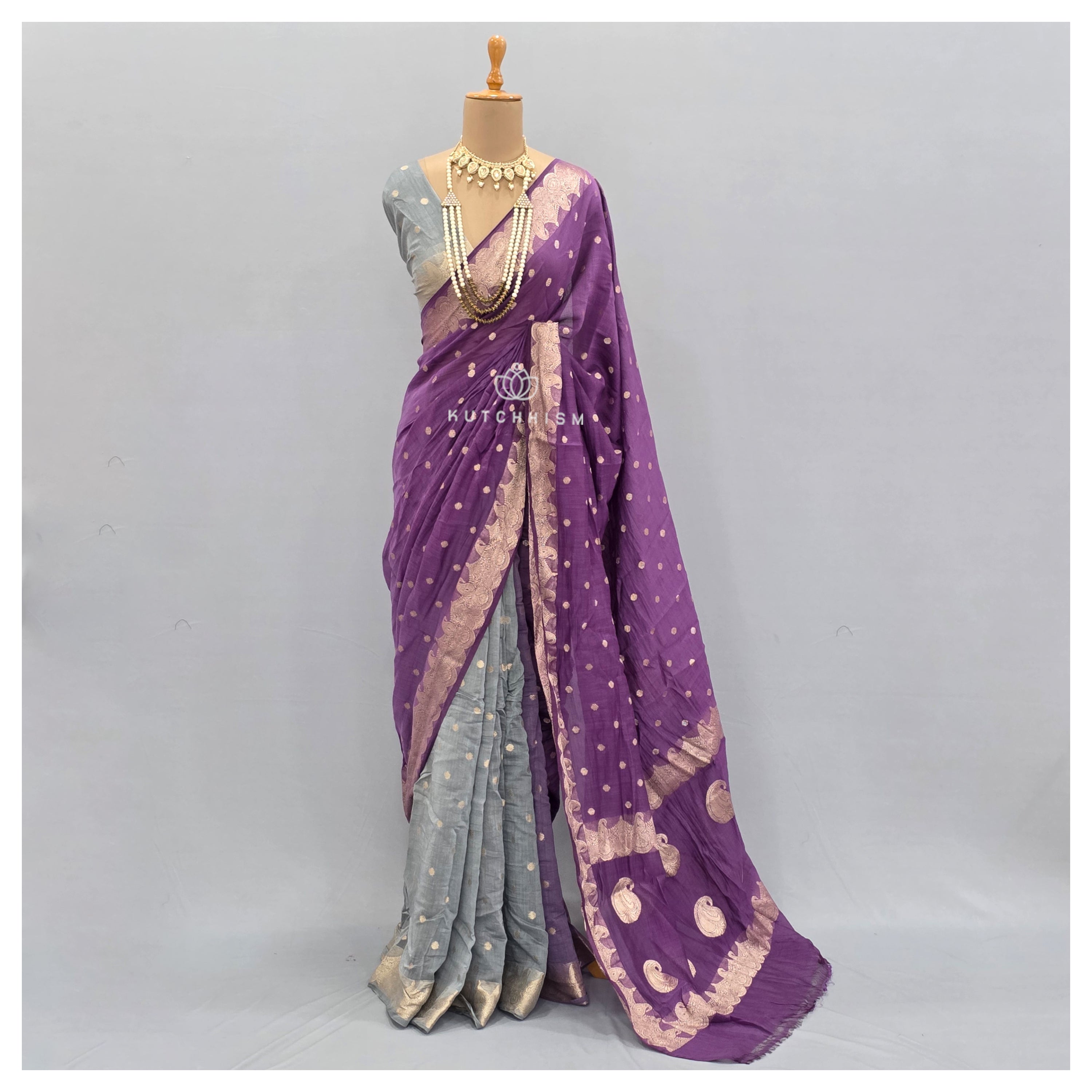 Purple Grey Shaded saree