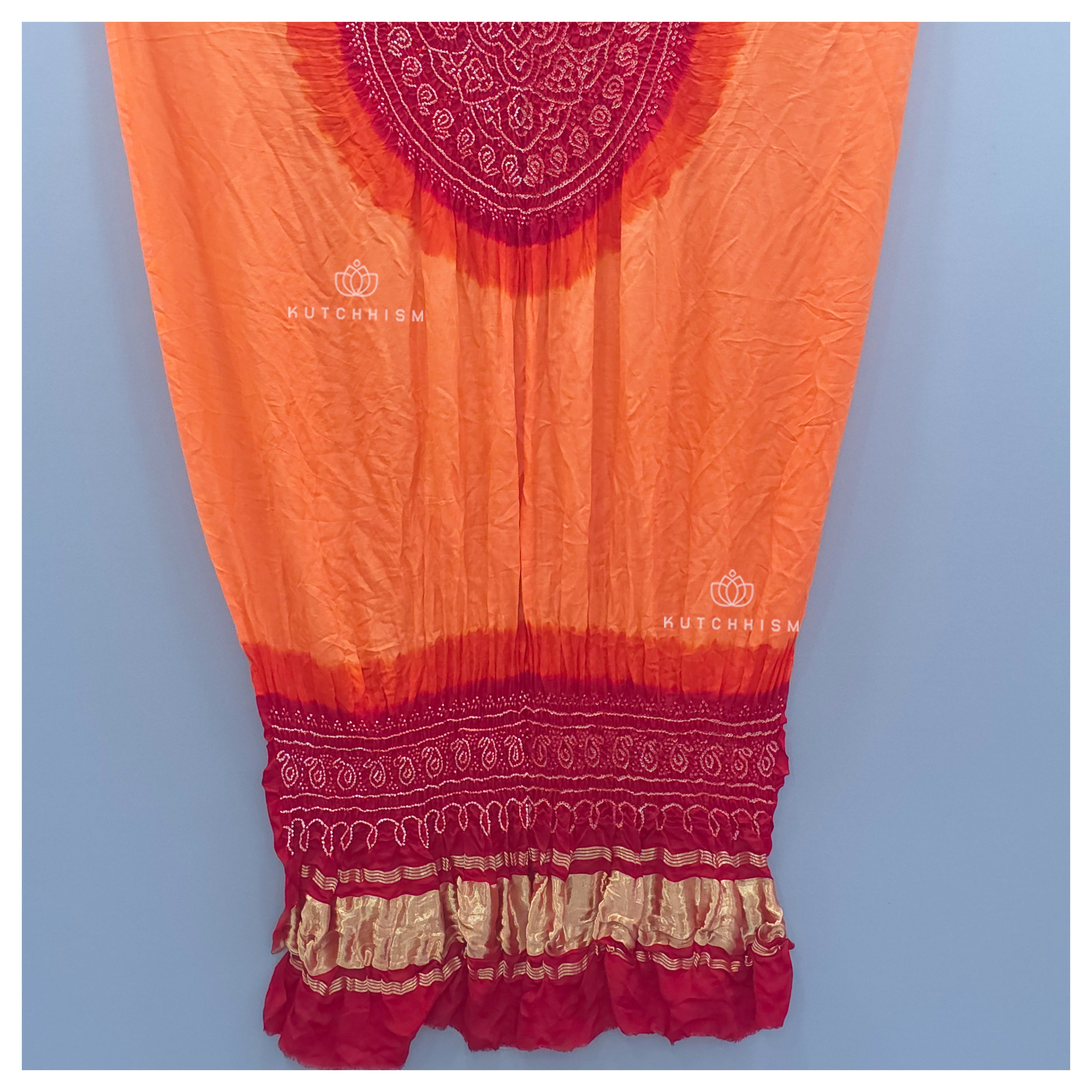 Red Orange Shaded Bandhani dupatta