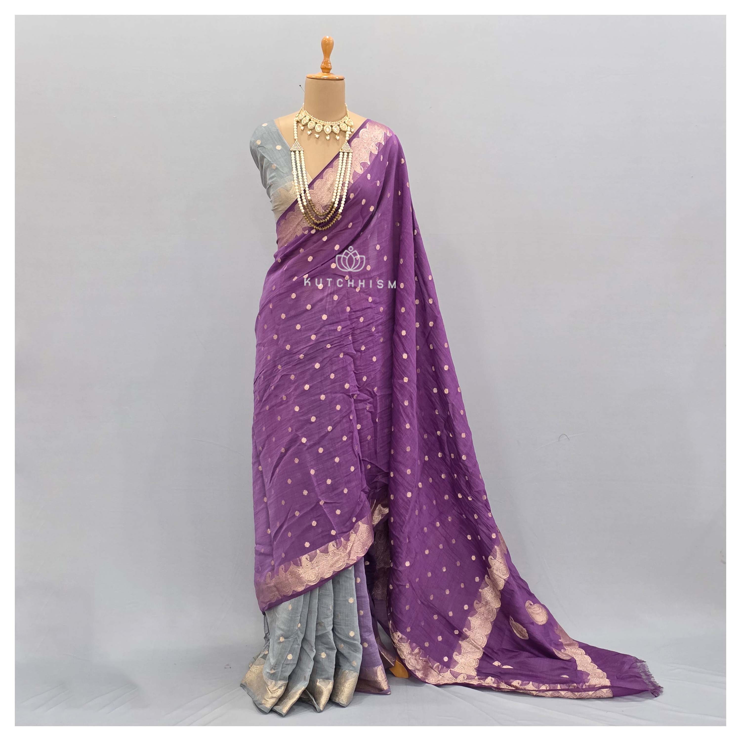 Purple Grey Shaded saree