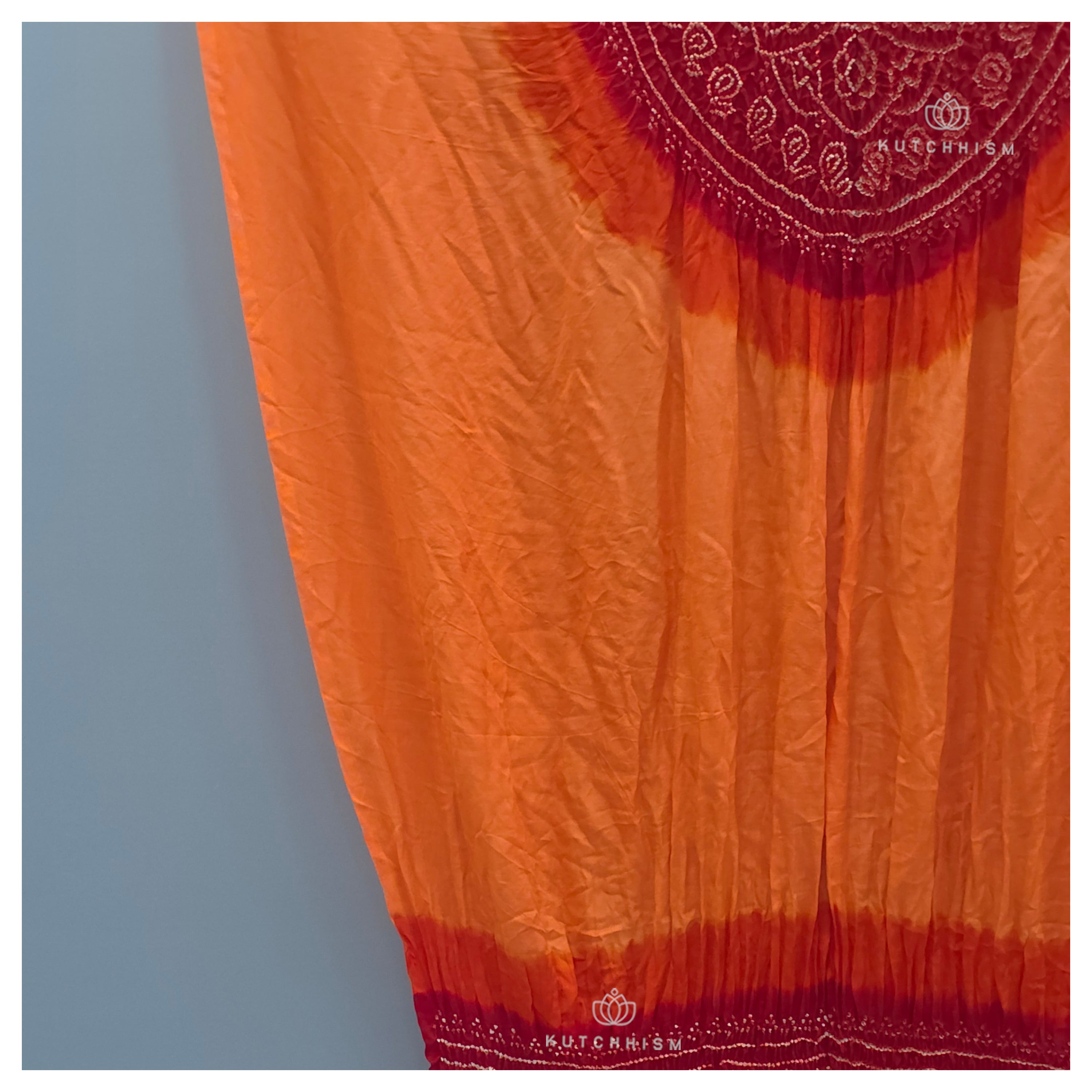 Red Orange Shaded Bandhani dupatta