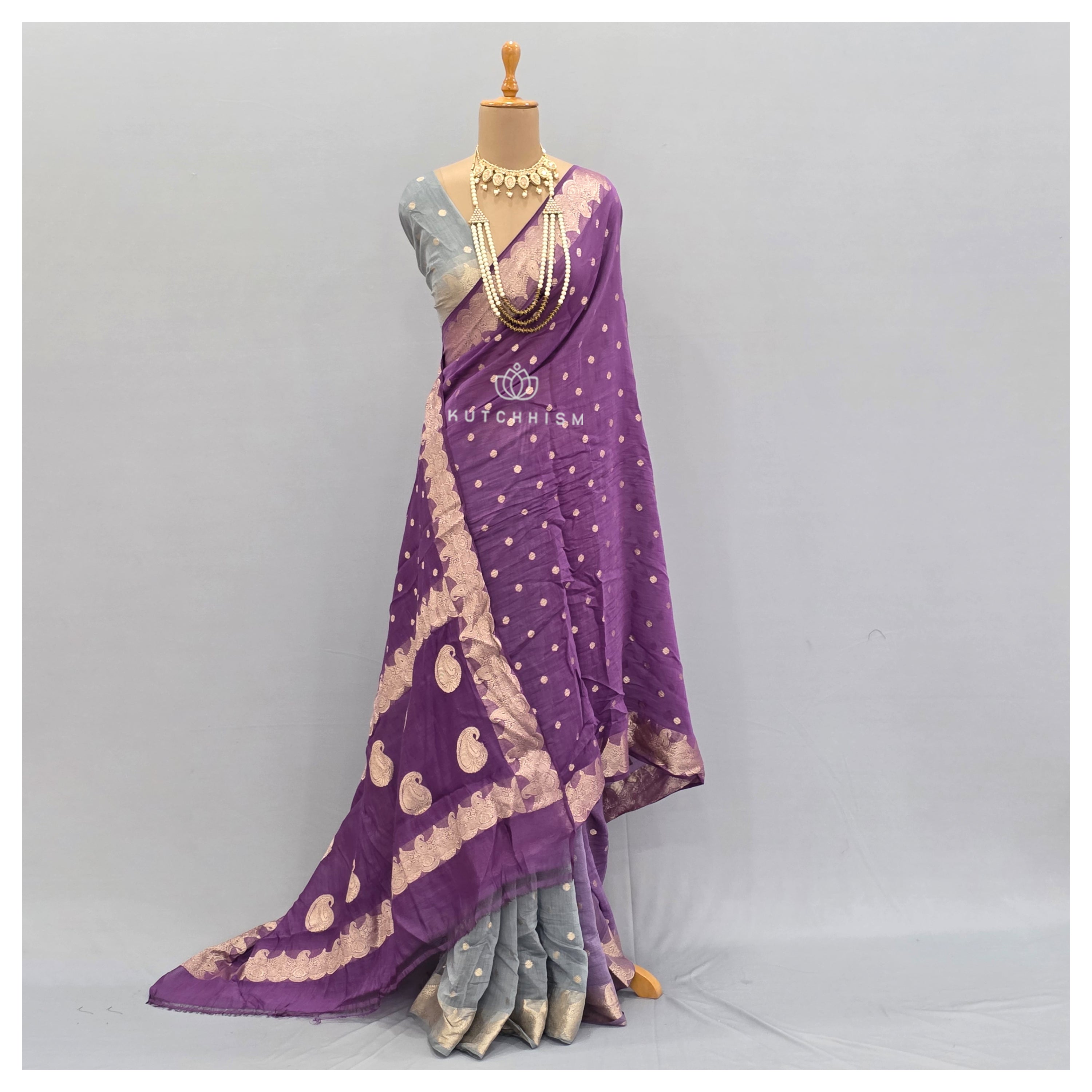 Purple Grey Shaded saree