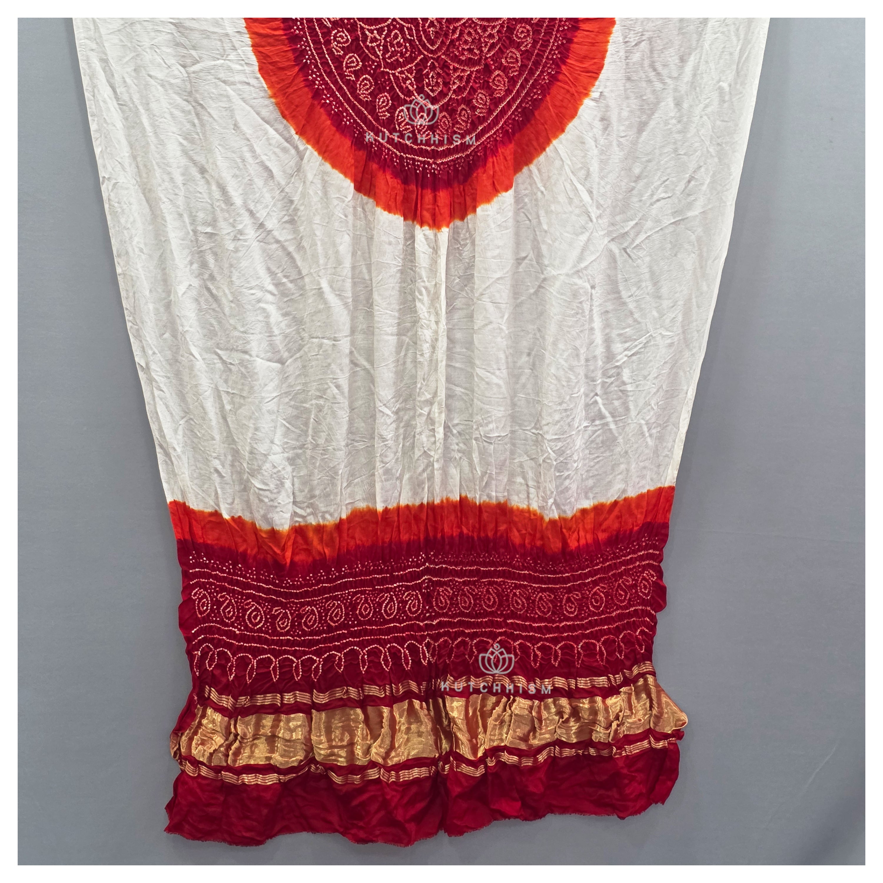 Red White Shaded Bandhani dupatta