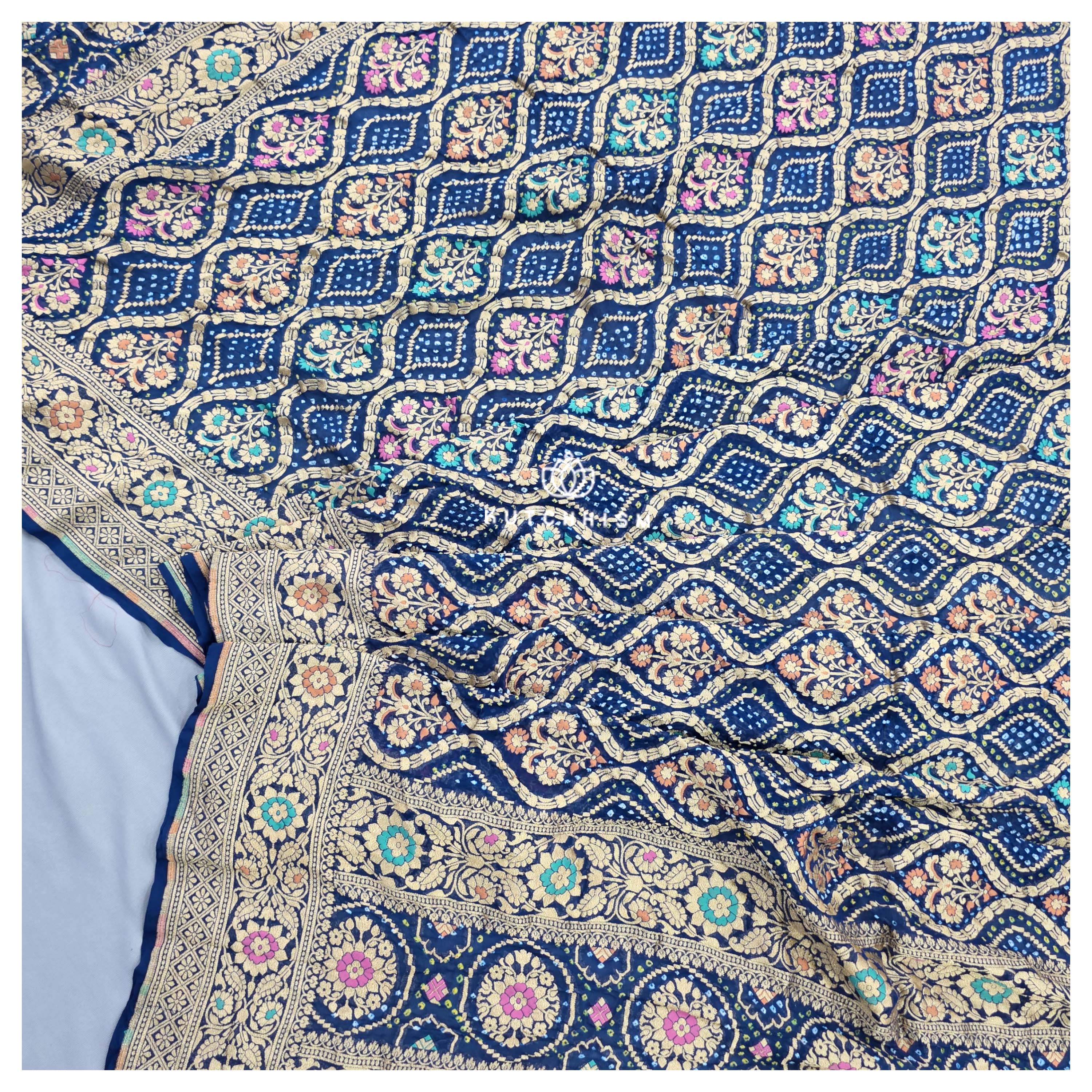 Blue Meenakari Bandhani Dupatta