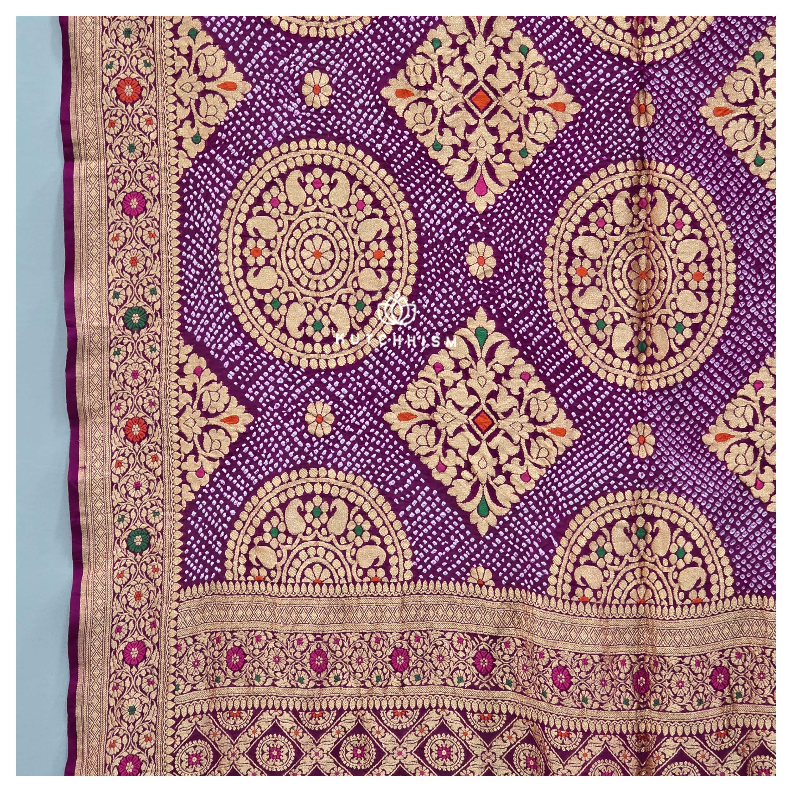 Wine Meenakari Bandhani Dupatta