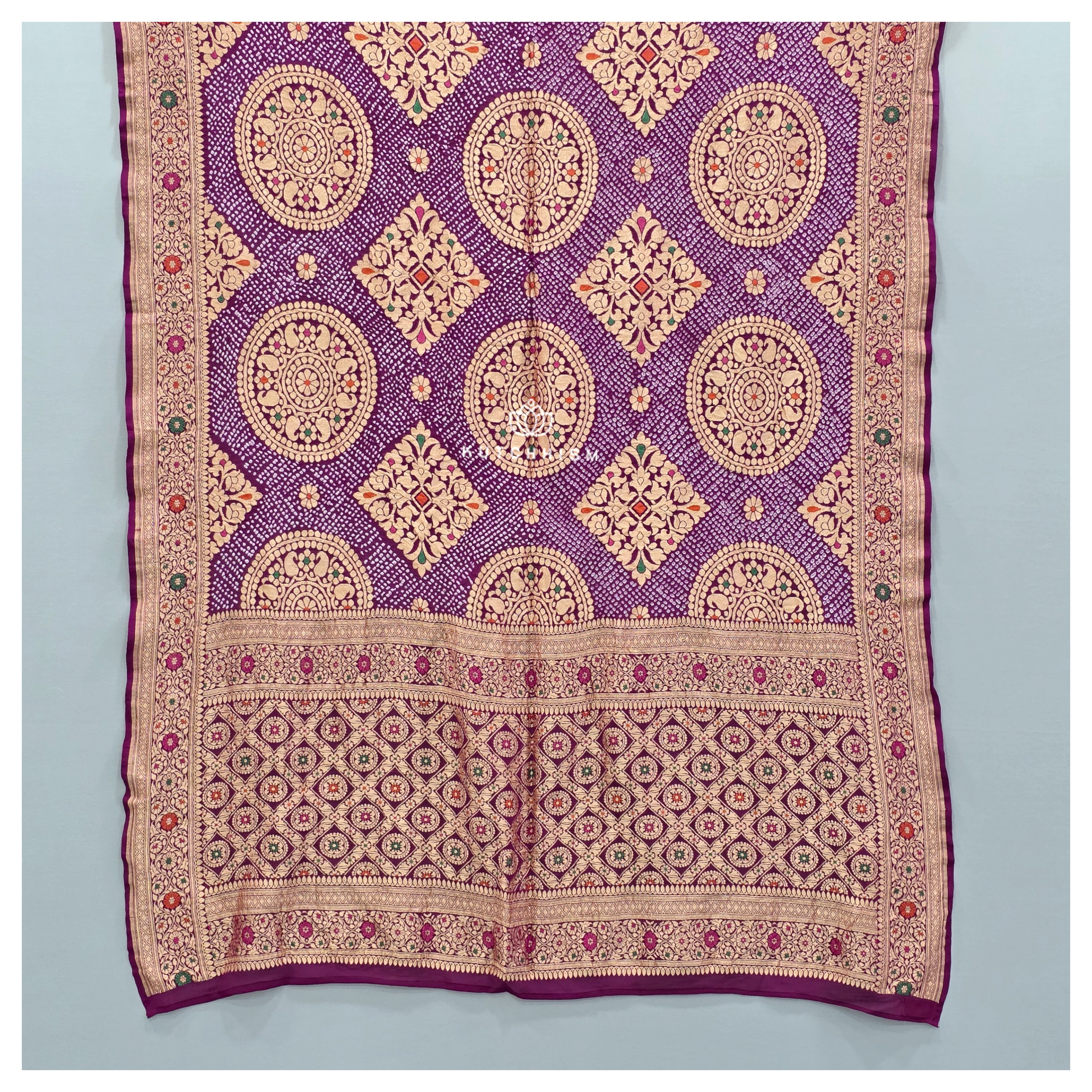Wine Meenakari Bandhani Dupatta