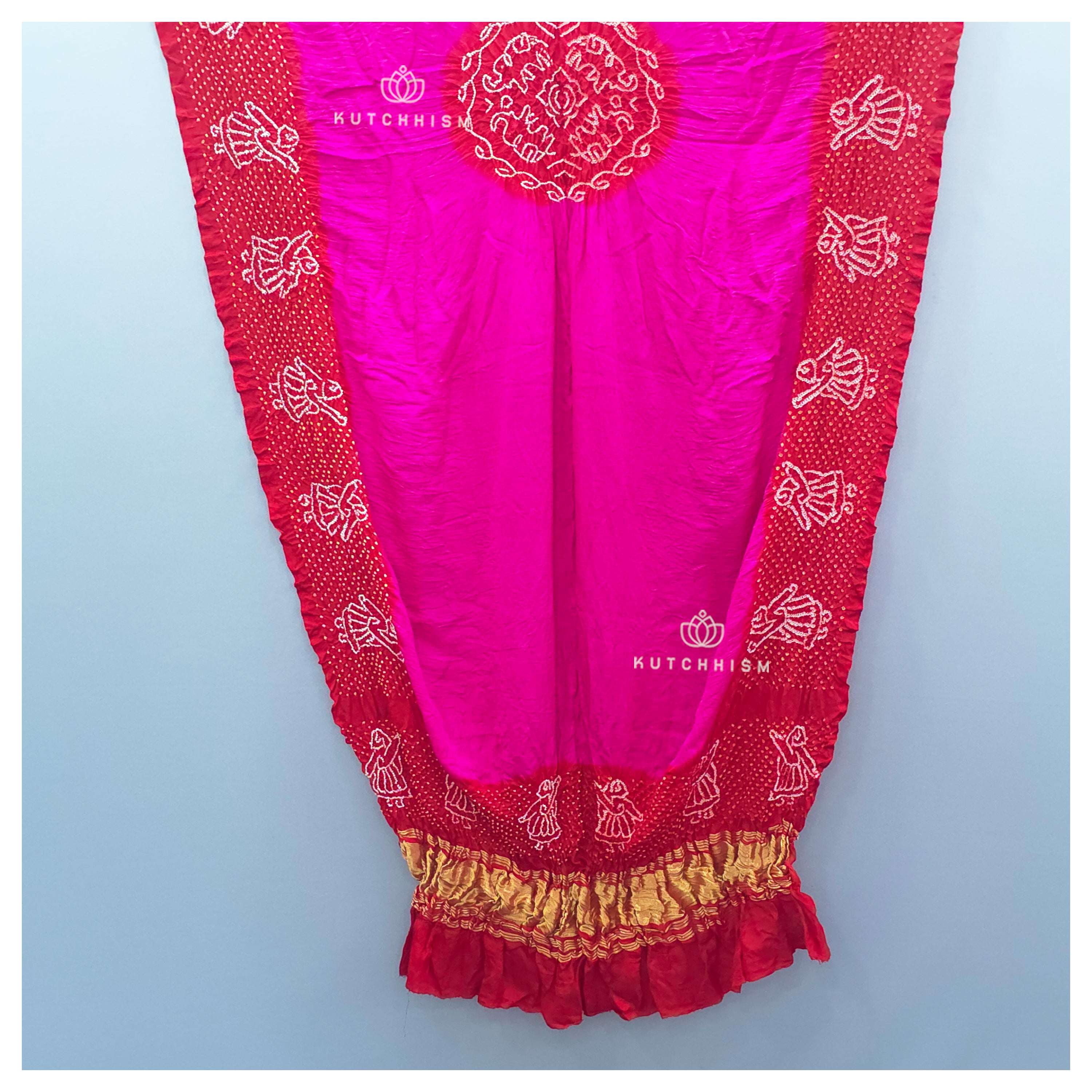 Red Pink Bandhani dupatta