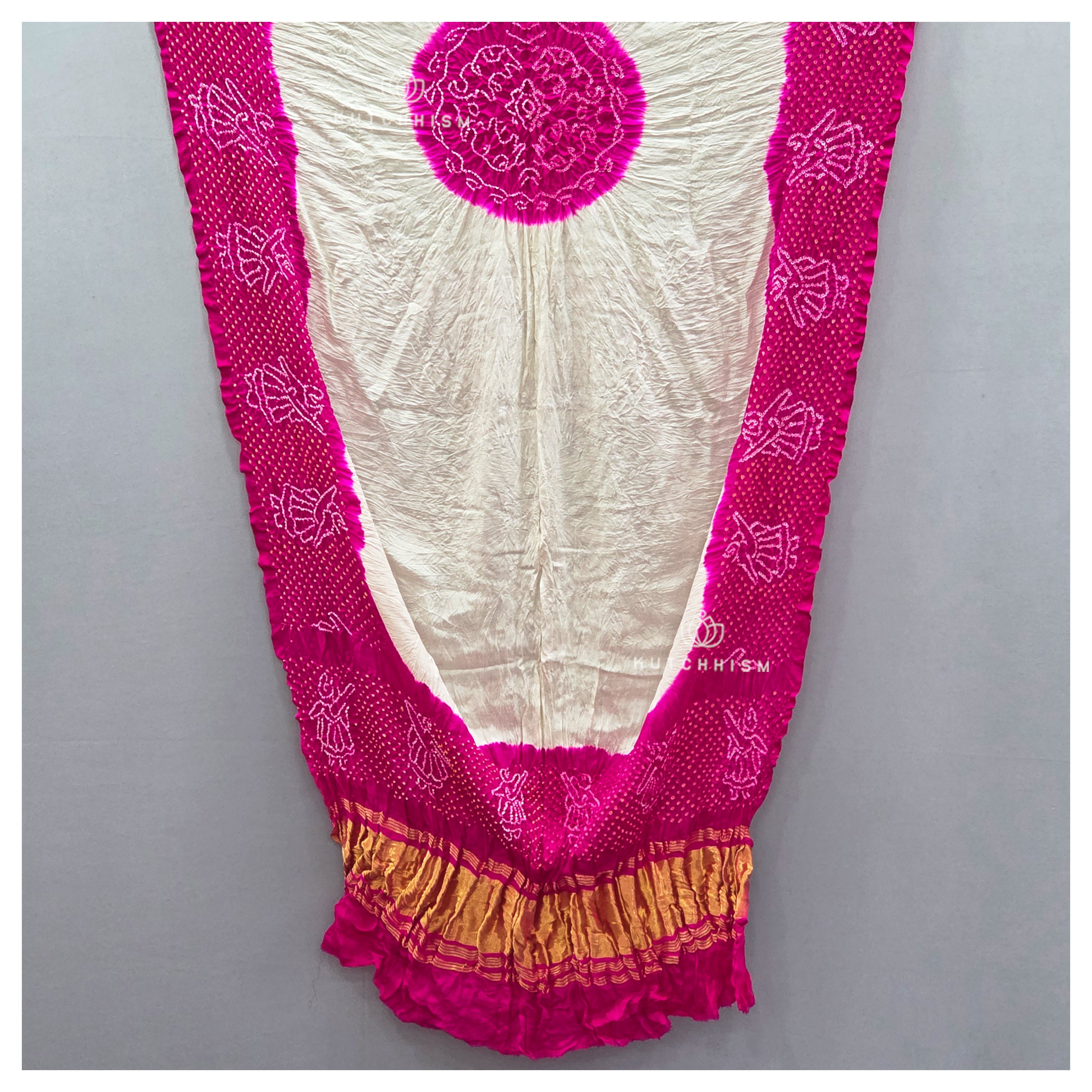 Pink White Shaded Bandhani dupatta