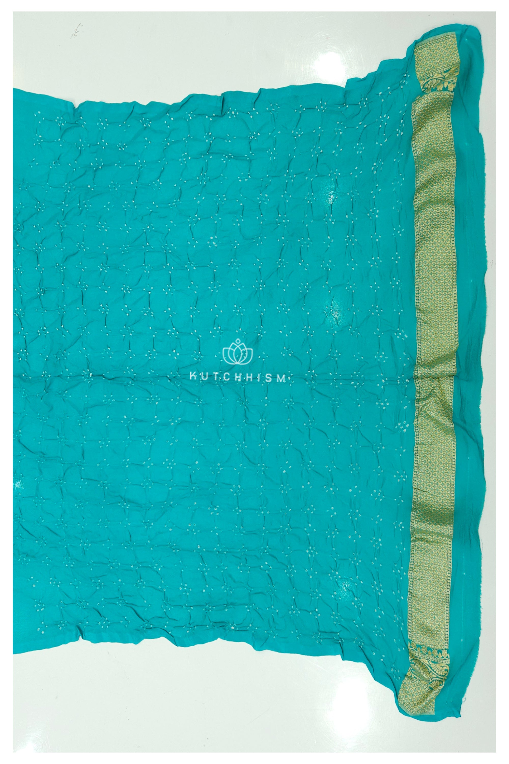 Wine to sea blue shaded Banarasi Bandhani Saree