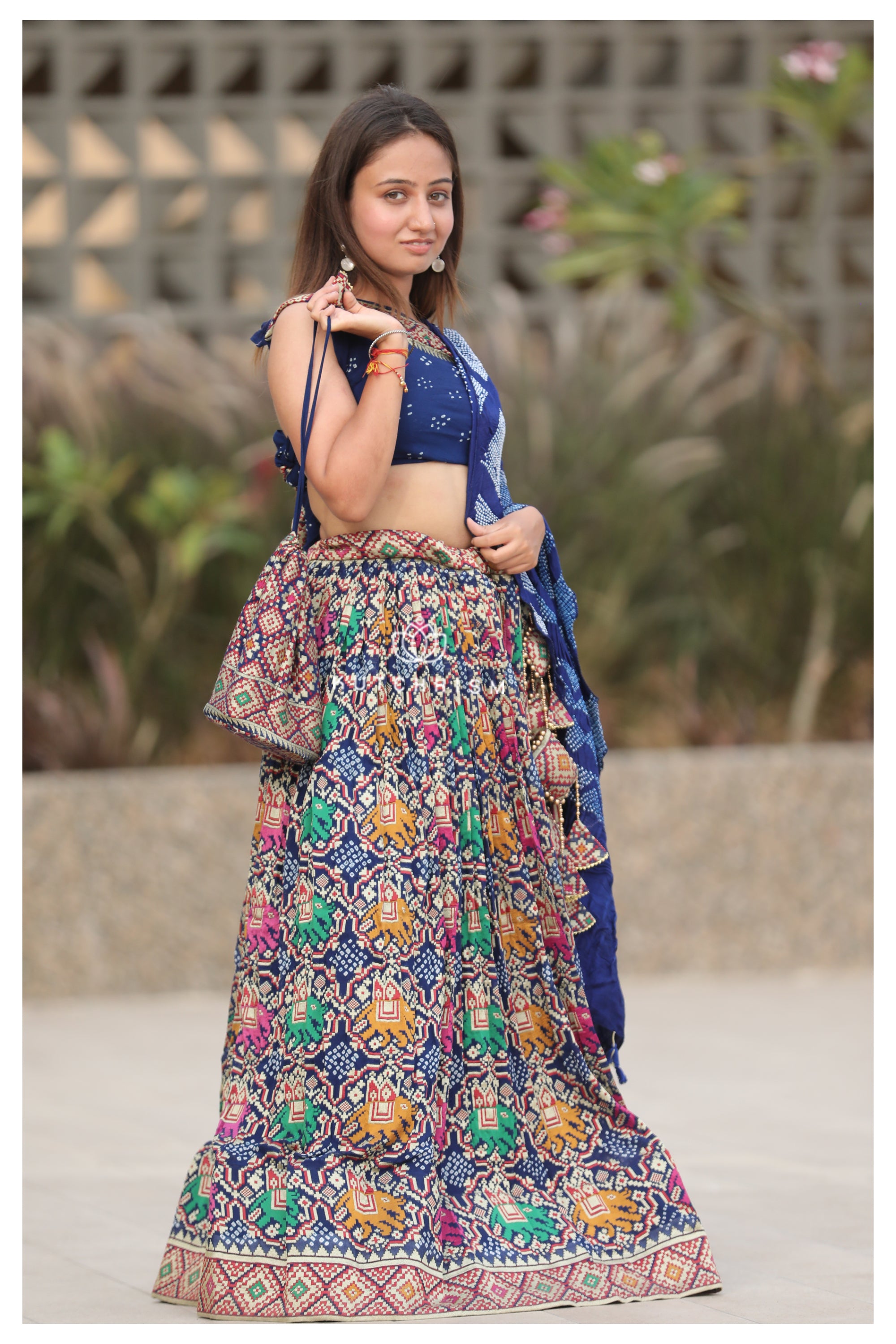 Blue Meenakari Patola Lehenga