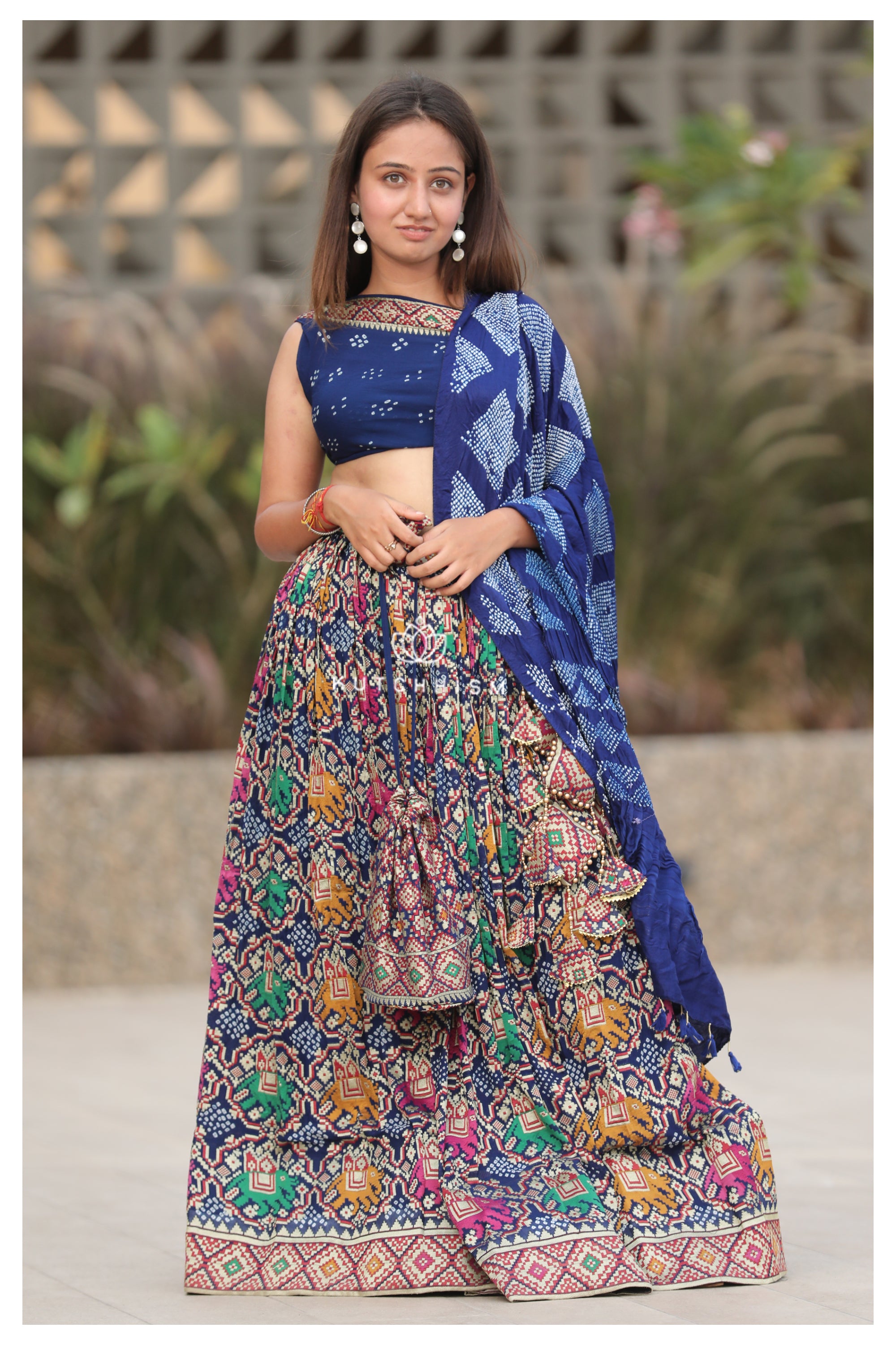 Blue Meenakari Patola Lehenga