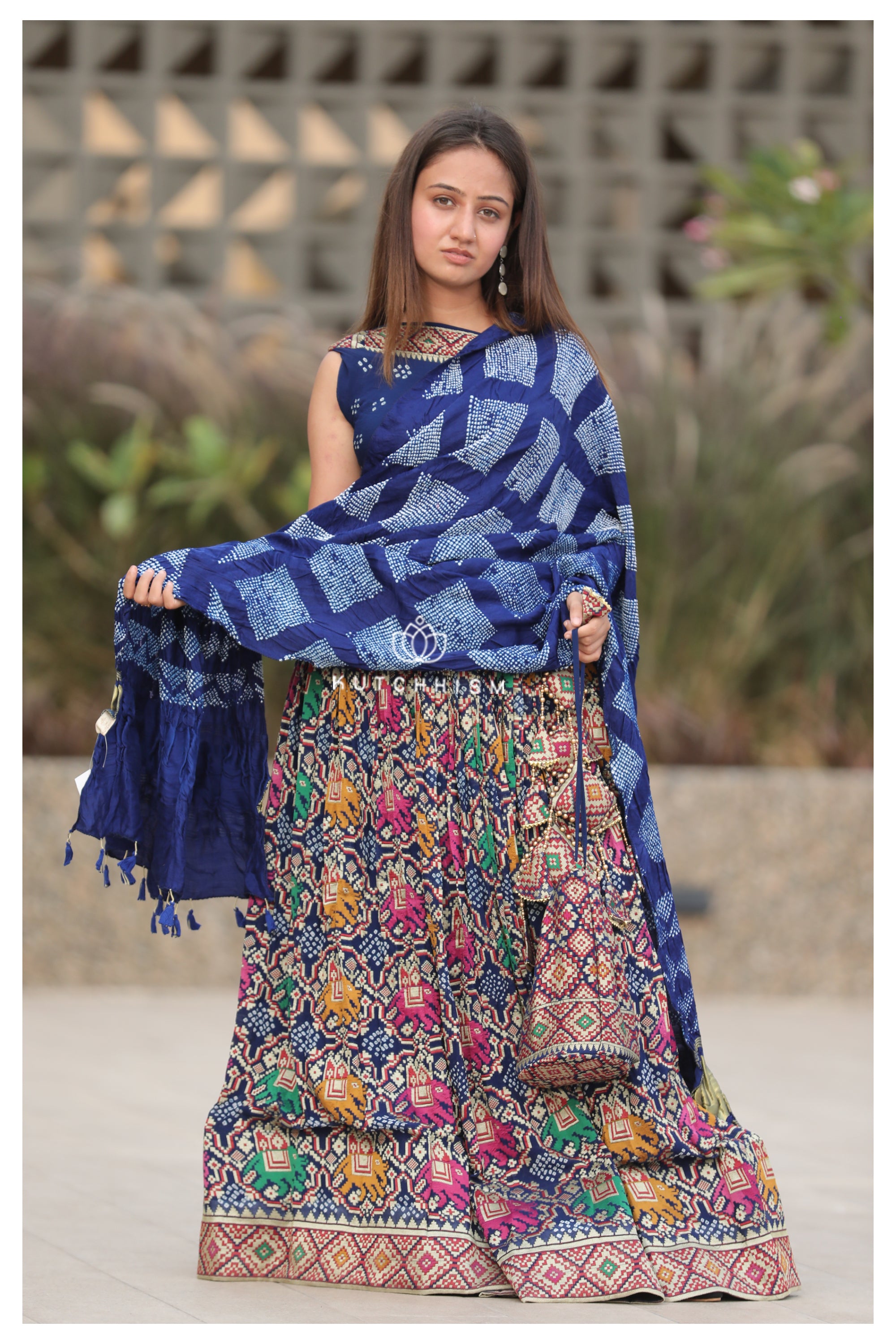 Blue Meenakari Patola Lehenga