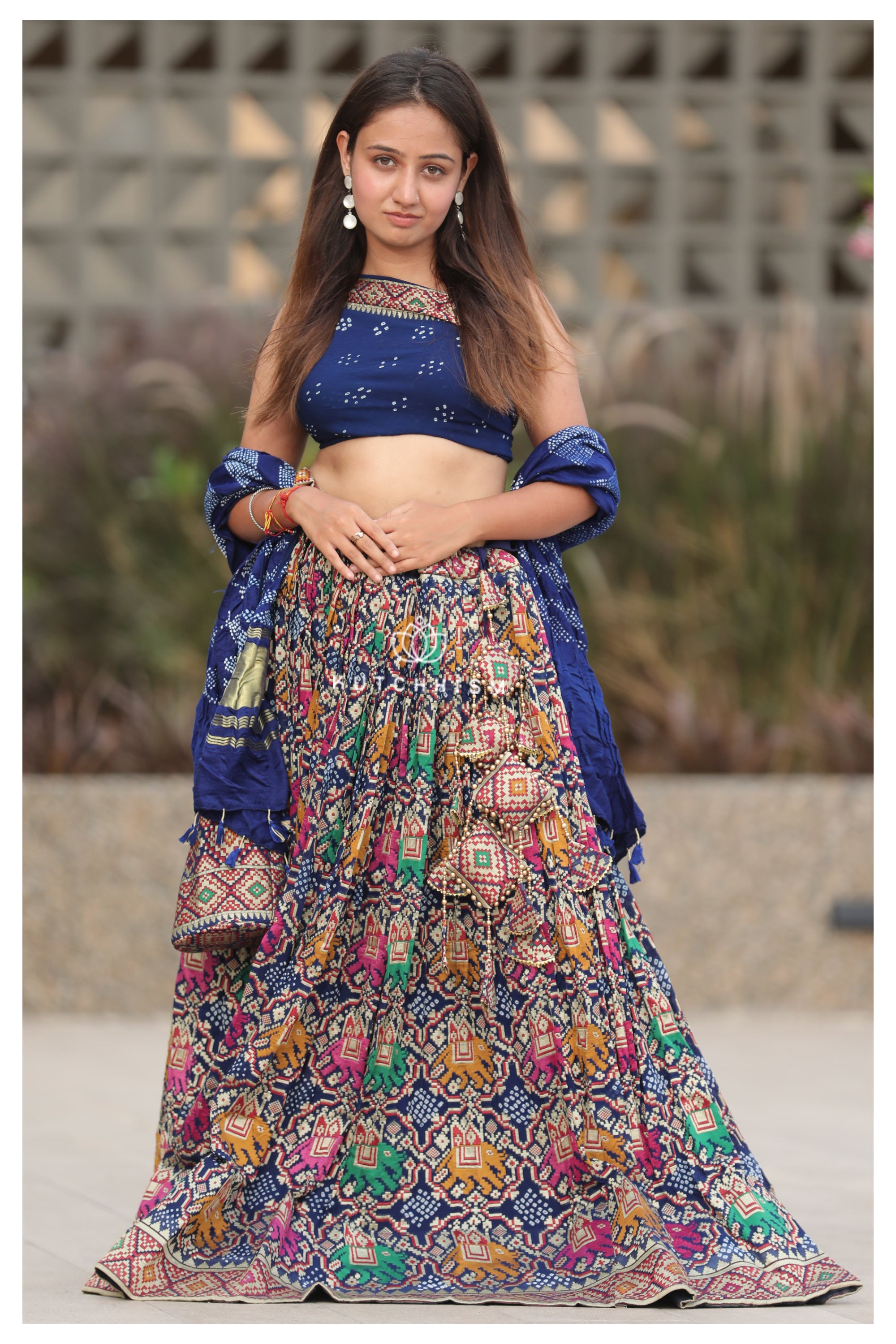 Blue Meenakari Patola Lehenga